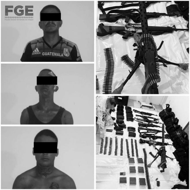 Grupo interinstitucional rescata a cinco víctimas de Secuestro, detiene a tres presuntos implicados y asegura armas de fuego en Benemérito de las Américas:FGE