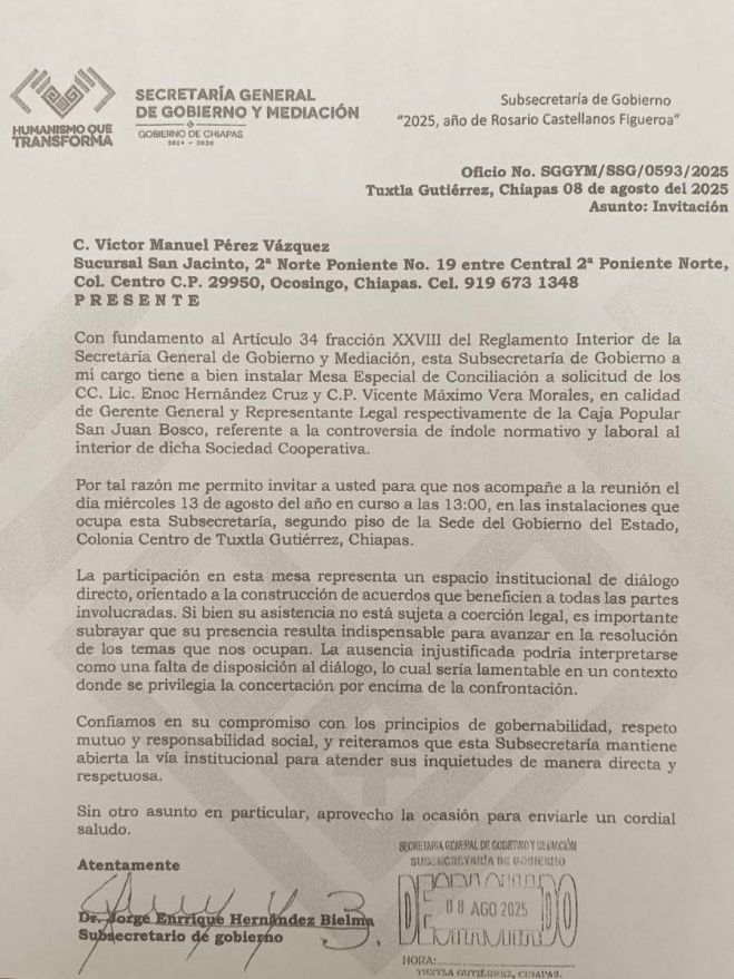 Usurpadores en la Caja Bosco, boicotearon la mesa de diálogo convocada por la Secretaria de Gobierno