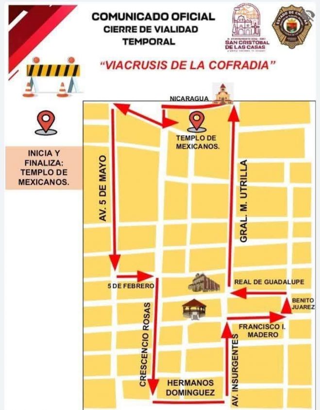 Anuncian cierre parcial de calles en San Cristóbal por Vía Crucis