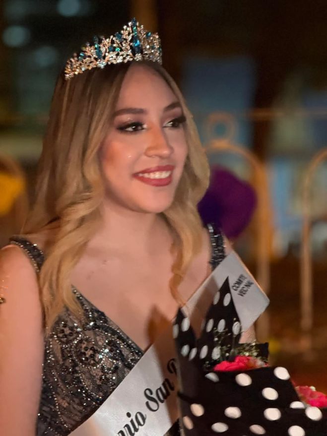 Karla Cancino, representante del barrio de San Ramón, candidata a Reina de la Primavera y de la Paz 2025 