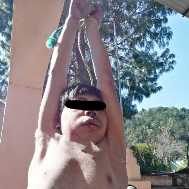 DETIENEN Y AMARRAN A PRESUNTO LADR&Oacute;N EN CHAMULA
