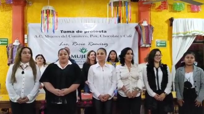 Toman protesta a integrantes de la AC "Mujeres del Comiteco, Pox, Chocolate y Caf&eacute;"