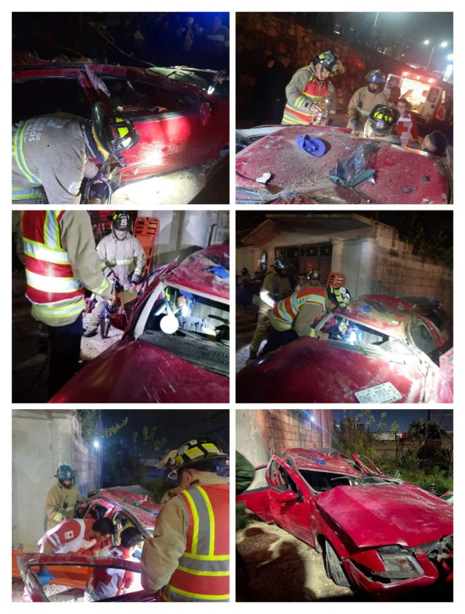 Bomberos rescatan al conductor quien quedó atrapado en el vehículo