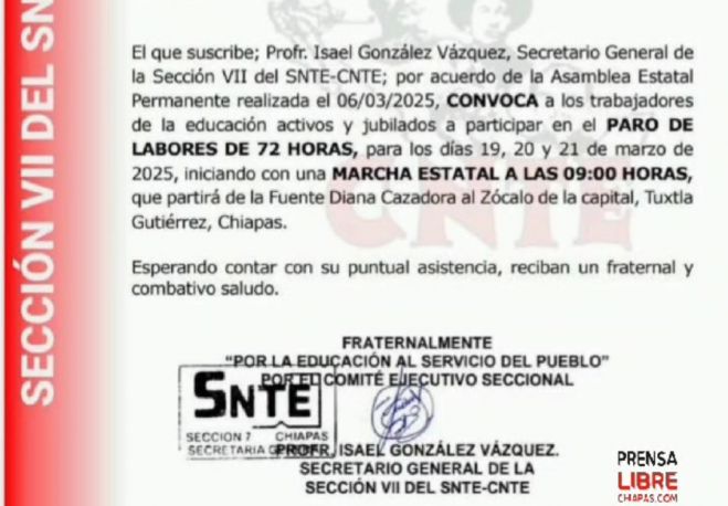 Miles de niños y niñas. perderán clases en la zona Altos por paro nacional de 72 horas