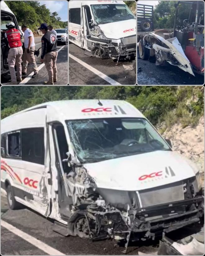 SE IMPACTA UNIDAD DE LA OCC CONTRA UN CAMIÓN EN LA AUTOPISTA HACIA ARRIAGA