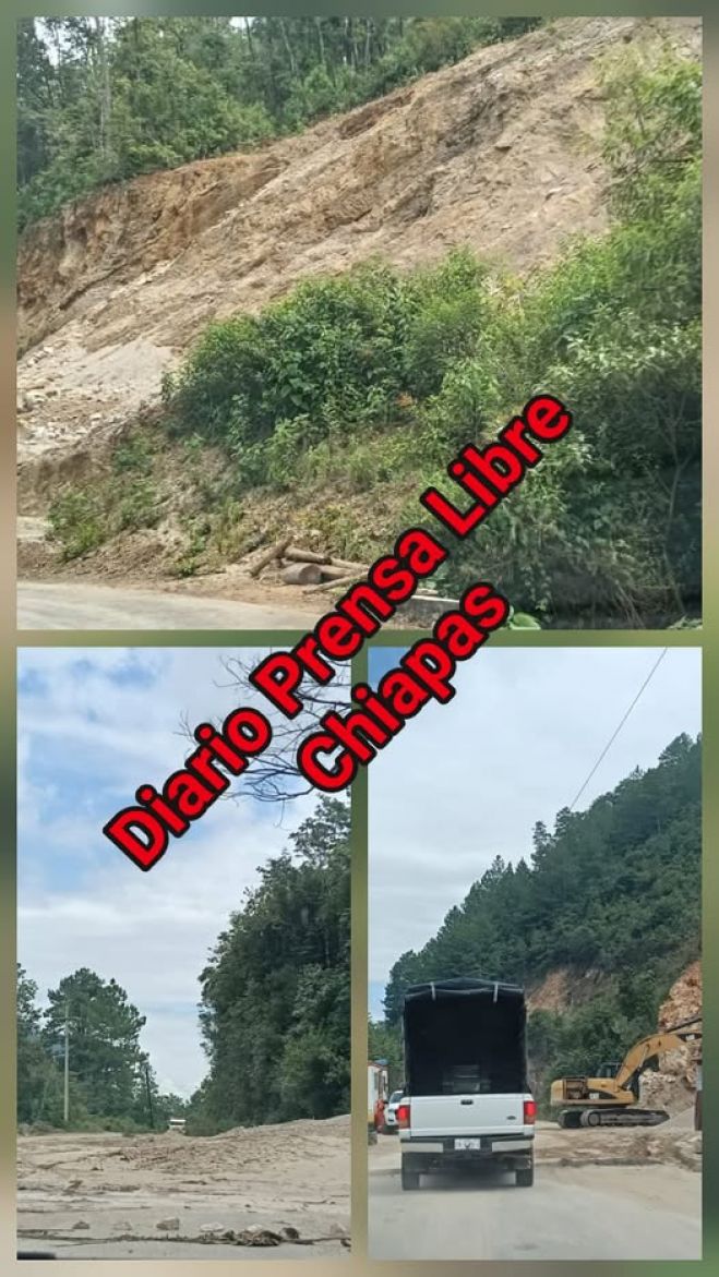 Derrumbes por lluvias afectan carretera Chanal–Altamirano