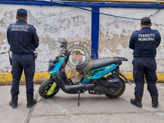 Recupera Tr&aacute;nsito Municipal motoneta con reporte de robo en San Crist&oacute;bal