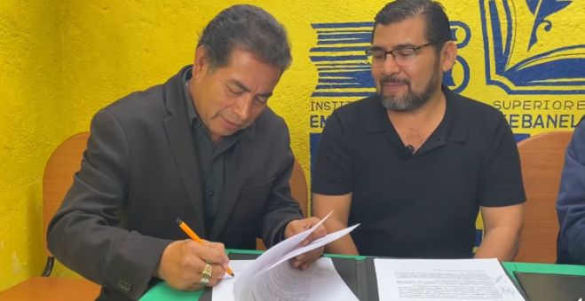 Firman convenio de colaboración INEM y  la Normal Experimental