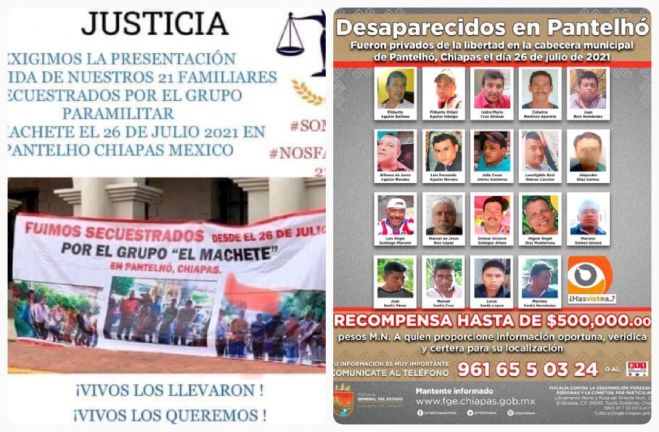 Piden giren orden de aprehensión para los responsables de la desaparición de los 21 en Pantelhó