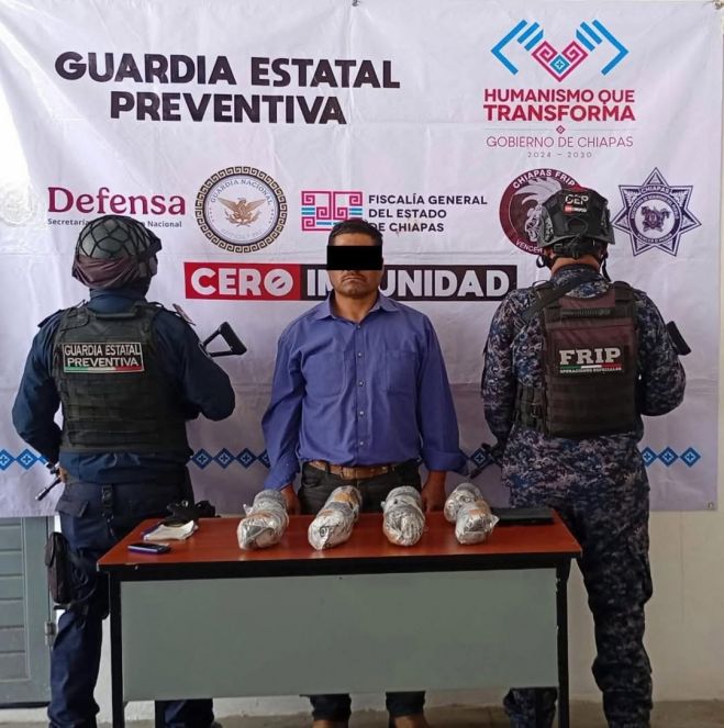 SSP detiene a una persona como presunto responsable del delito contra la salud en San Cristóbal de Las Casas