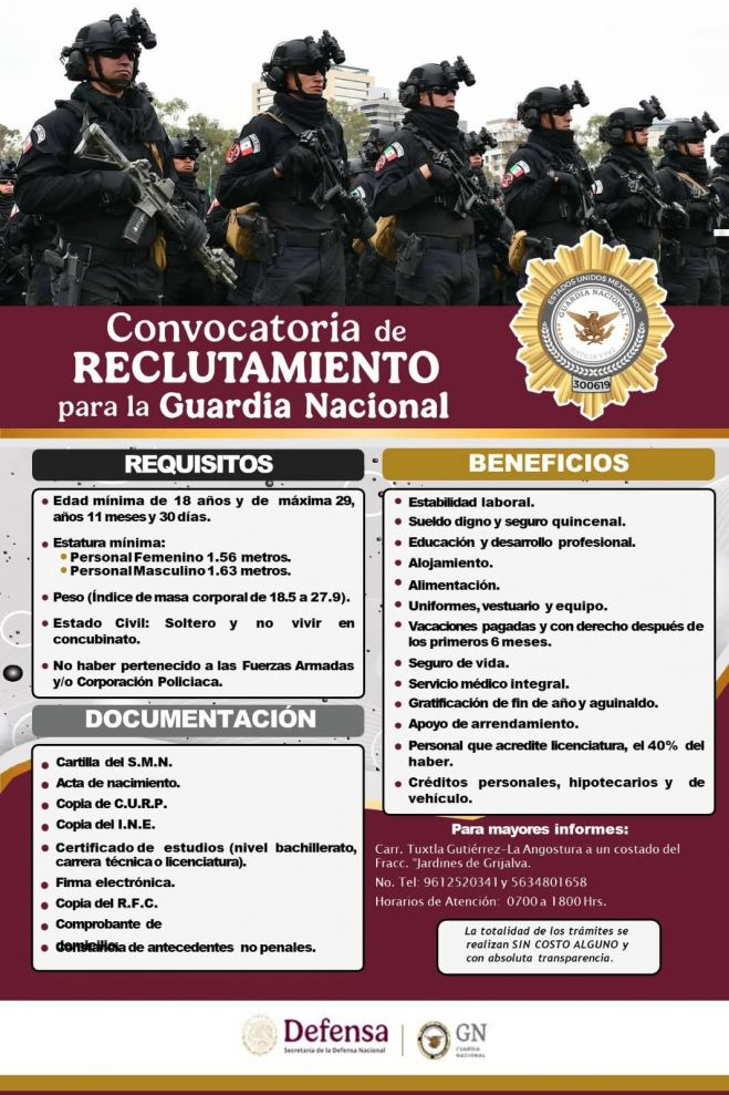 Invitan a j&oacute;venes de Chiapas a unirse a la Guardia Nacional