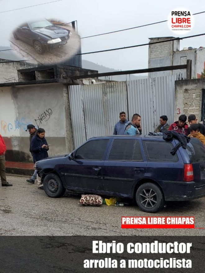 Ebrio conductor arrolla a motociclista