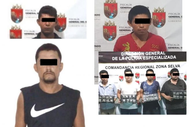 FGE detiene a siete personas por el delito Contra la Salud, en Palenque