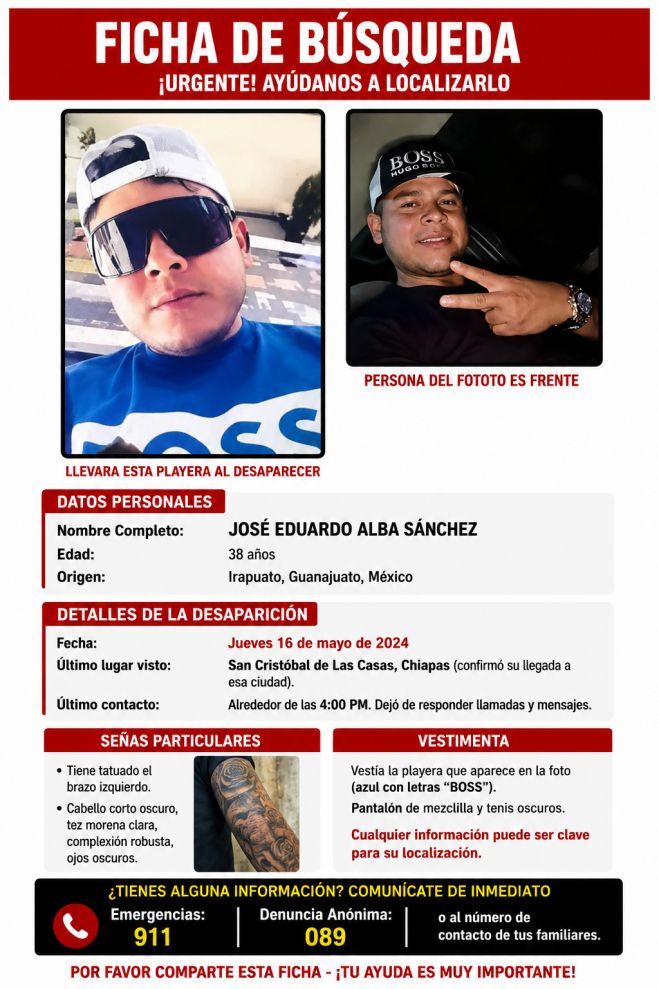 Buscan a hombre desaparecido tras arribar a Chiapas