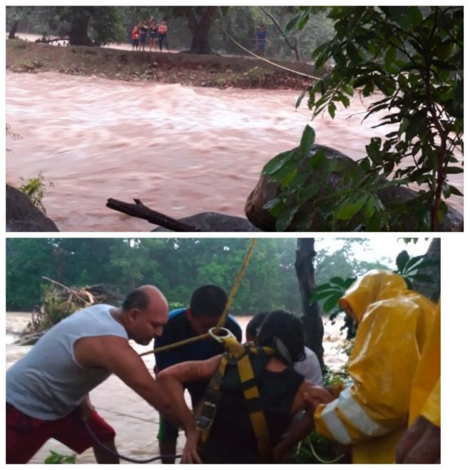 PROTECCI&Oacute;N CIVIL RESCATA A PERSONAS ATRAPADAS EN R&Iacute;O