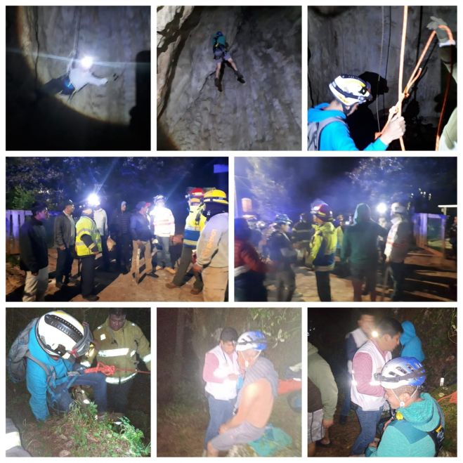 Rescatan a dos j&oacute;venes que quedaron atrapados en una cueva 
