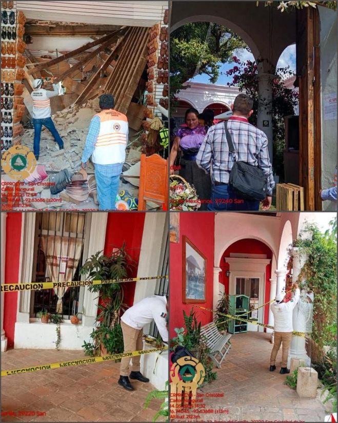 Se desploma loza catalana en inmueble del Centro Hist&oacute;rico de SCLC