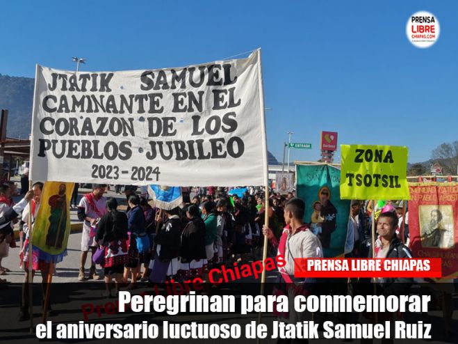 Peregrinan para conmemorar el aniversario luctuoso de Jtatik Samuel Ruiz
