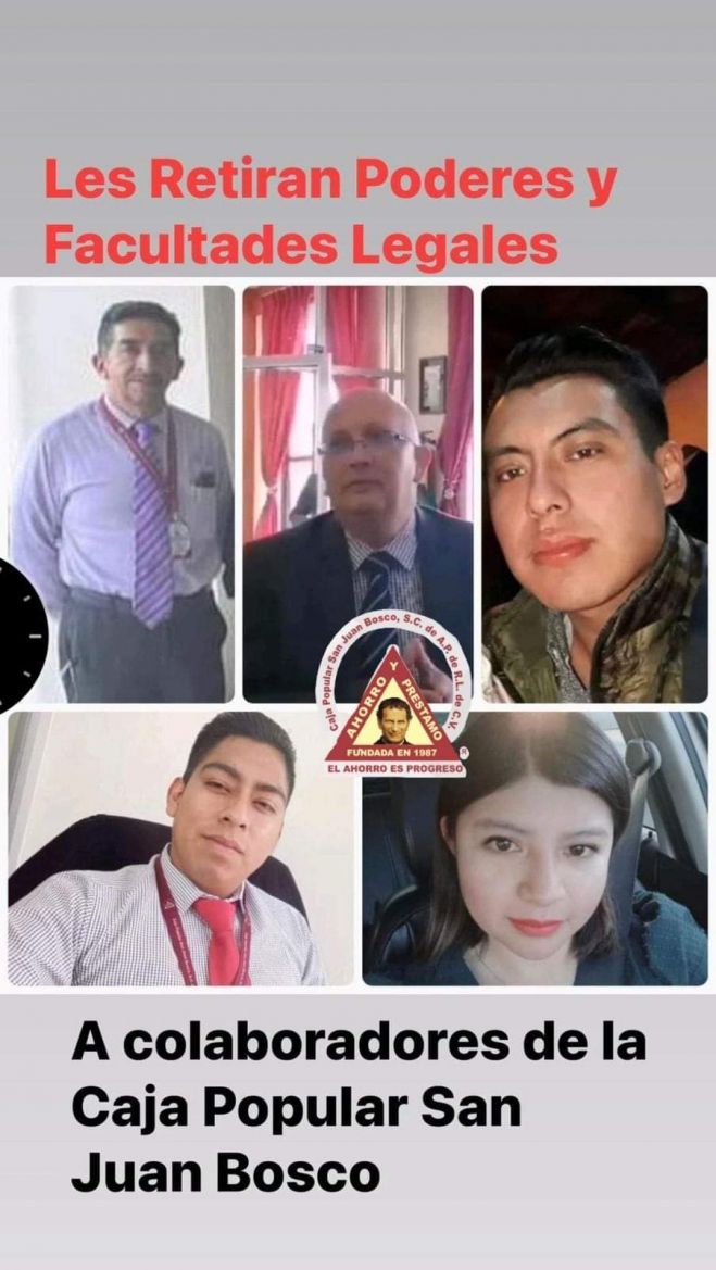 Revocación de poderes y facultades en la Caja Popular San Juan Bosco