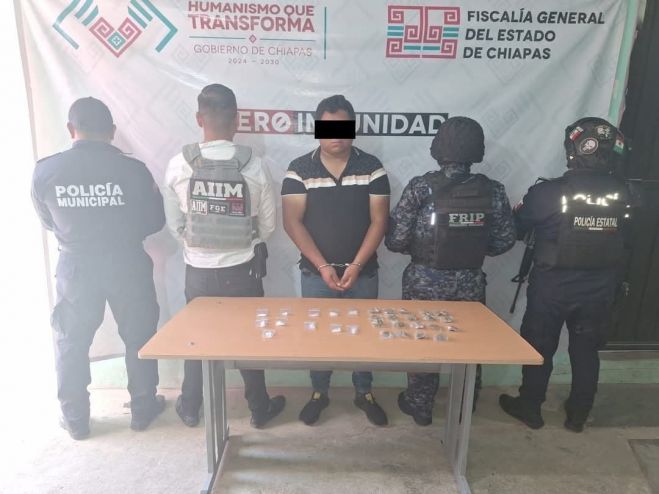 En operativo interinstitucional detienen a masculino con presuntos narcóticos en San Cristóbal de Las Casas