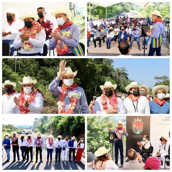 Inaugura Rutilio Escandón modernización del camino Tecpatán-Raudales Malpaso-Ejido Esperanza de los Pobres
