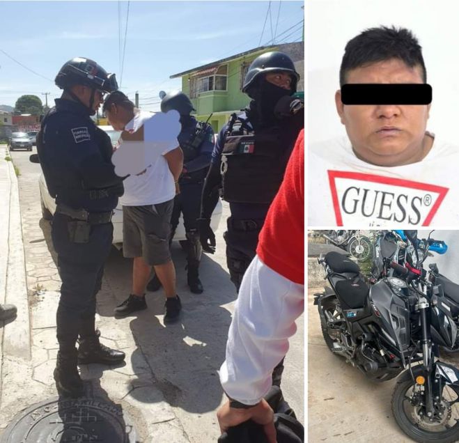 Cae ladrón de motocicletas en SCLC, con apoyo de ciudadanos
