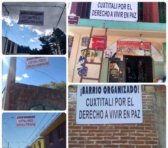 En Cuxtitali colocan anuncios contra la delincuencia 