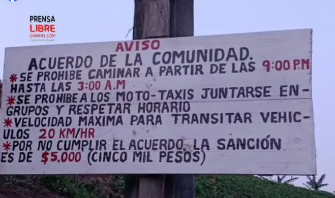 Imponen toque de queda en comunidad indígena de Chenalhó
